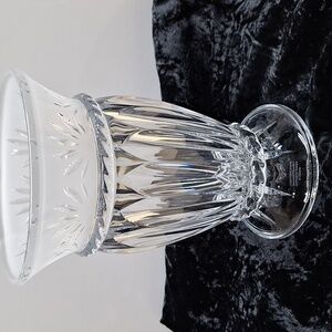 #ACO Crystal vase with frosted top and etched leaf design,